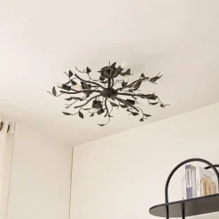 Lindby loftlampe Yos, 8 lyskilder, 85 cm, sort-guld, E14