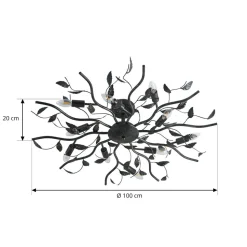 Lindby loftlampe Yos, 10 lyskilder, 95 cm, sort-guld, E14