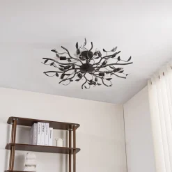 Lindby loftlampe Yos, 10 lyskilder, 95 cm, sort-guld, E14