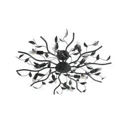 Lindby loftlampe Yos, 10 lyskilder, 95 cm, sort-guld, E14