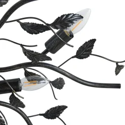 Lindby loftlampe Yos, 10 lyskilder, 95 cm, sort-guld, E14