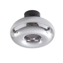 Lindby loftlampe Zehra, Ø 28 cm, røgfarvet grå, glas