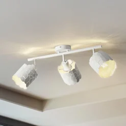 Lindby loftslampe Aralena, hvid, 3 lyskilder, længde 70,5 cm