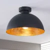 Lindby loftslampe Lya, Ø 31 cm, sort-guld, metal, E27