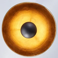 Lindby loftslampe Lya, Ø 40 cm, sort-guld, metal