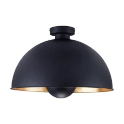 Lindby loftslampe Lya, Ø 40 cm, sort-guld, metal