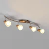 Lindby loftslampe Marena, 4-lys, glas, træ, 83 cm lang