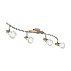 Lindby loftslampe Marena, 4-lys, glas, træ, 83 cm lang