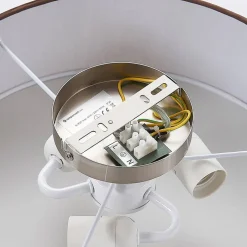 Lindby loftslampe Sebatin, Ø 40 cm, lysebrun, stof, E27