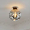 Lindby loftslampe Valentina, E27, røggrå, glas, Ø 25 cm