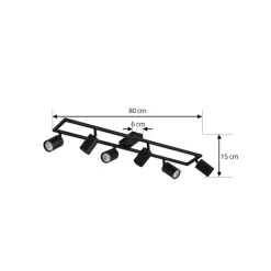 Lindby loftspot Bravius, sort, 6 lyskilder, jern