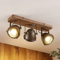 Lindby loftspot Farovi, sort, 44 cm, 3 lyskilder, træ, GU10