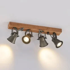 Lindby loftspot Grandesa, 35 cm, 4 lyskilder, træ, metal