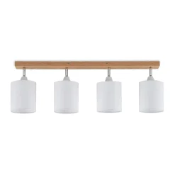 Lindby loftspot Imarin, 81 cm, hvid, 4 lyskilder, træ