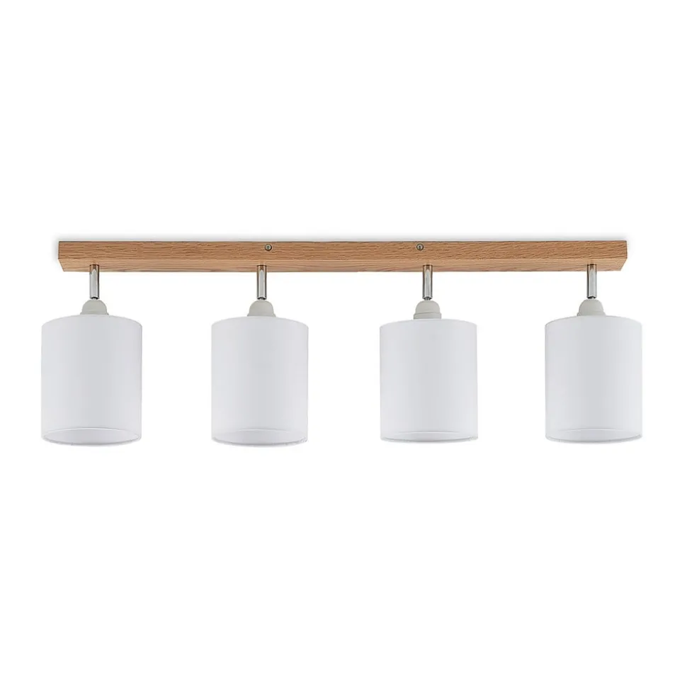 Lindby loftspot Imarin, 81 cm, hvid, 4 lyskilder, træ