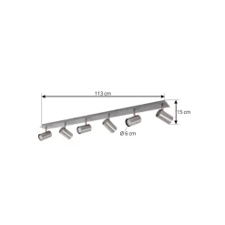 Lindby loftspot Joffrey, 116 cm, nikkel, 6 lyskilder, GU10