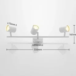 Lindby loftspot Jorell, hvid, 55 cm, 3 lyskilder, metal, GU10