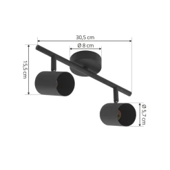 Lindby loftspot Jorell, sort, 31 cm, 2 lyskilder, GU10