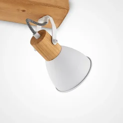Lindby loftspot Merela, hvid, 28 cm, 2 lyskilder, træ, E14