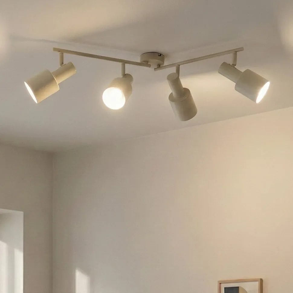 Lindby loftspot Ovelia, beige, 80 cm, 4 lyskilder, E27