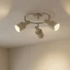 Lindby loftspot Ovelia, beige, 3 lyskilder, metal, E27