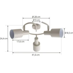 Lindby loftspot Ovelia, beige, 3 lyskilder, metal, E27