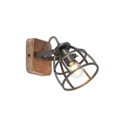 Lindby loftspot Rutger, 16 cm, 2 lyskilder, træ, bur, E14