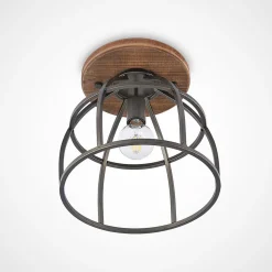 Lindby loftspot Rutger, Ø 34 cm, træ, bur, E27