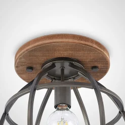 Lindby loftspot Rutger, Ø 34 cm, træ, bur, E27