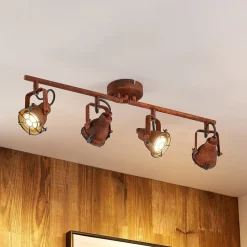 Lindby loftspot Scabra, 63 cm, rustbrun, 4 lyskilder, metal