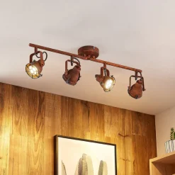 Lindby loftspot Scabra, 63 cm, rustbrun, 4 lyskilder, metal