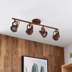 Lindby loftspot Scabra, 63 cm, rustbrun, 4 lyskilder, metal