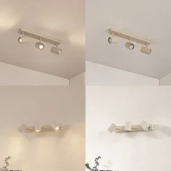 Lindby loftspots Kardis, beige, 3 lyskilder, metal, GU10