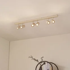 Lindby loftspots Kardis, beige, 6 lyskilder, metal, GU10