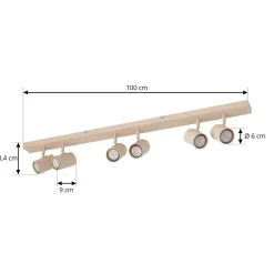 Lindby loftspots Kardis, beige, 6 lyskilder, metal, GU10