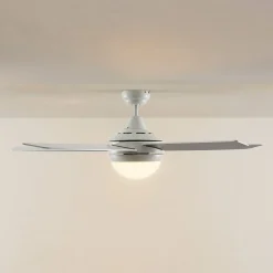 Lindby loftventilator med lys Auraya, støjsvag, hvid, 130cm