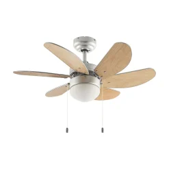 Lindby loftventilator med lys Minja, sølv, støjsvag, 78 cm