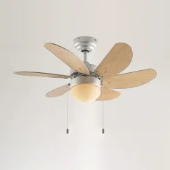 Lindby loftventilator med lys Minja, sølv, støjsvag, 78 cm