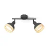 Lindby Lonnaris spotlight, rattan, sort, 2 lyskilder.