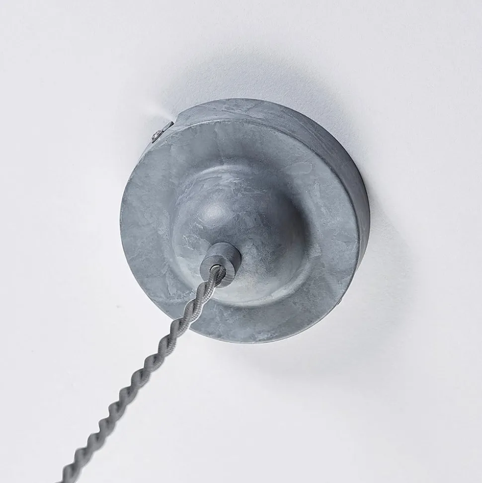 Lindby Louisanne pendellampe, Ø35cm, grågrøn, metal, glas