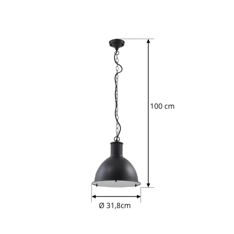Lindby Luciane udendørs pendel, sort, aluminium, Ø 31,8 cm