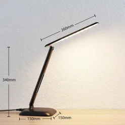 Lindby Ludmilla LED-bordlampe, display, sort