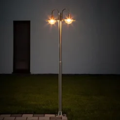 Lindby lygtepæl Damion, 200 cm, 2 lyskilder, E27, IP44