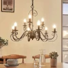 Lindby lysekrone Caleb, 9 lyskilder, rustfarvet, metal, E14