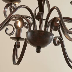 Lindby lysekrone Caleb, 9 lyskilder, rustfarvet, metal, E14