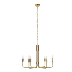 Lindby lysekrone Elanova, messing, 6 lyskilder, Ø 70 cm, E14