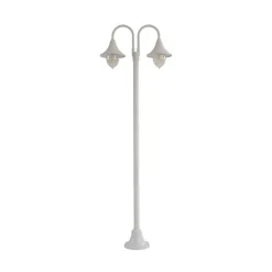 Lindby Madea udendørslampe, hvid, 2 lyskilder, 213 cm, E27, IP44