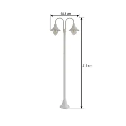 Lindby Madea udendørslampe, hvid, 2 lyskilder, 213 cm, E27, IP44