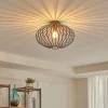 Lindby Maivi loftslampe, sort, 40 cm, jern, bur