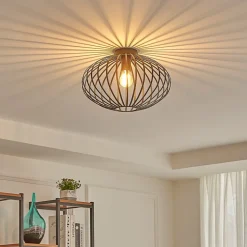 Lindby Maivi loftslampe, sort, 40 cm, jern, bur